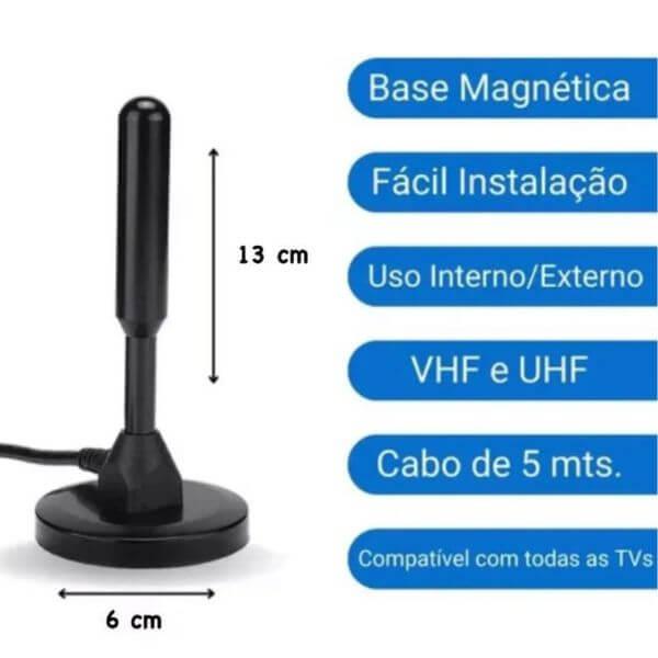 Antena Digital interna e externa - A Prova D'Agua - Cabo 4m