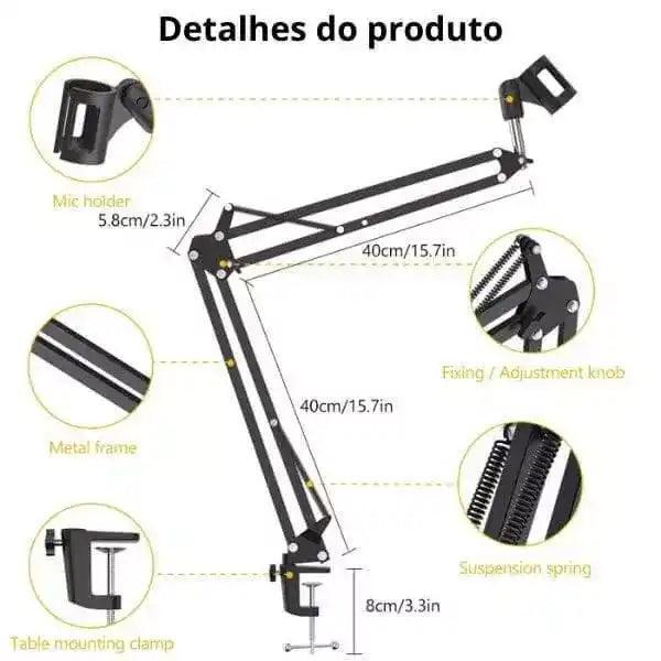 Braço Articulado para Microfone de Mesa
