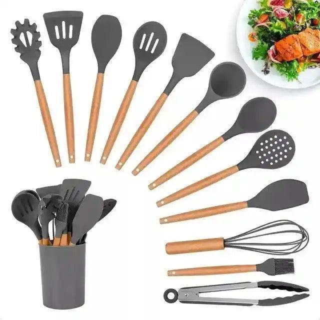 Kit Utensílios de Cozinha Silicone - 12 Peças