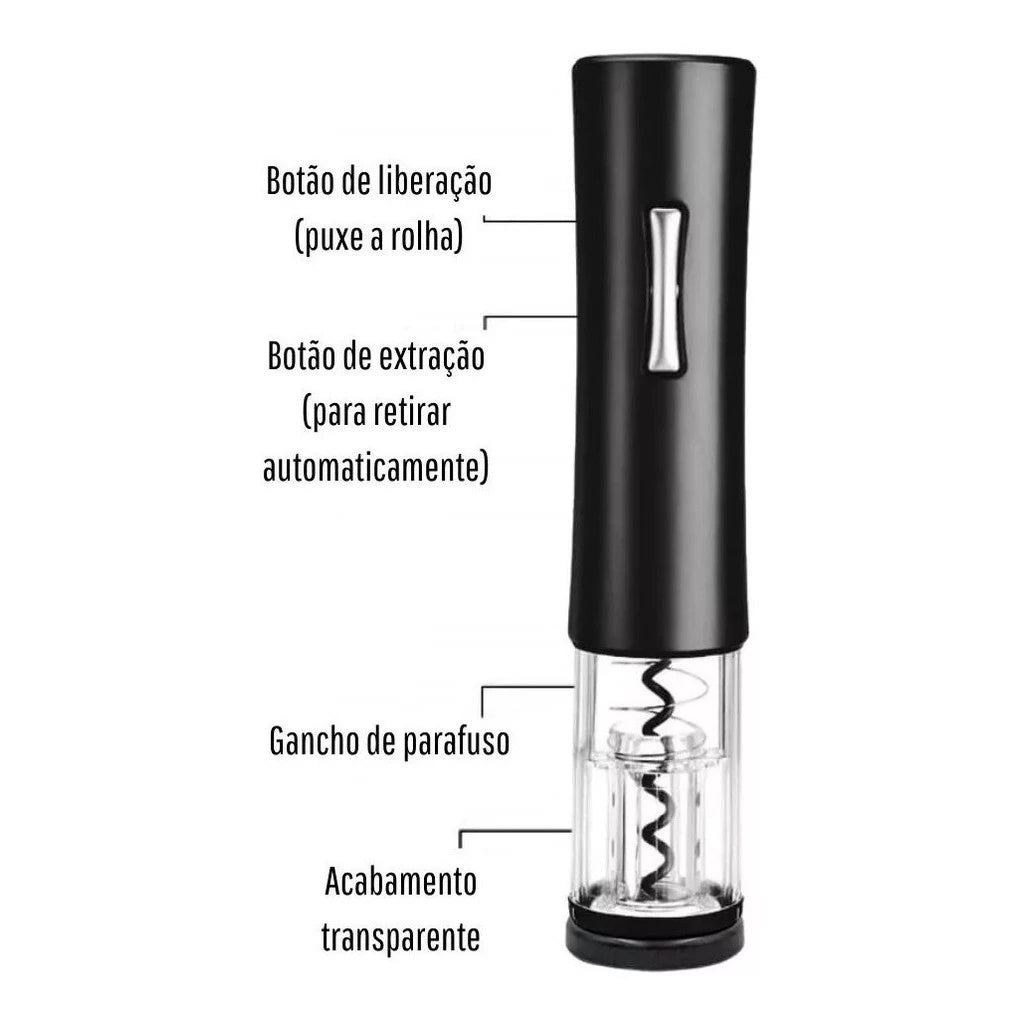 Abridor de Vinho Elétrico Premium 4 em 1