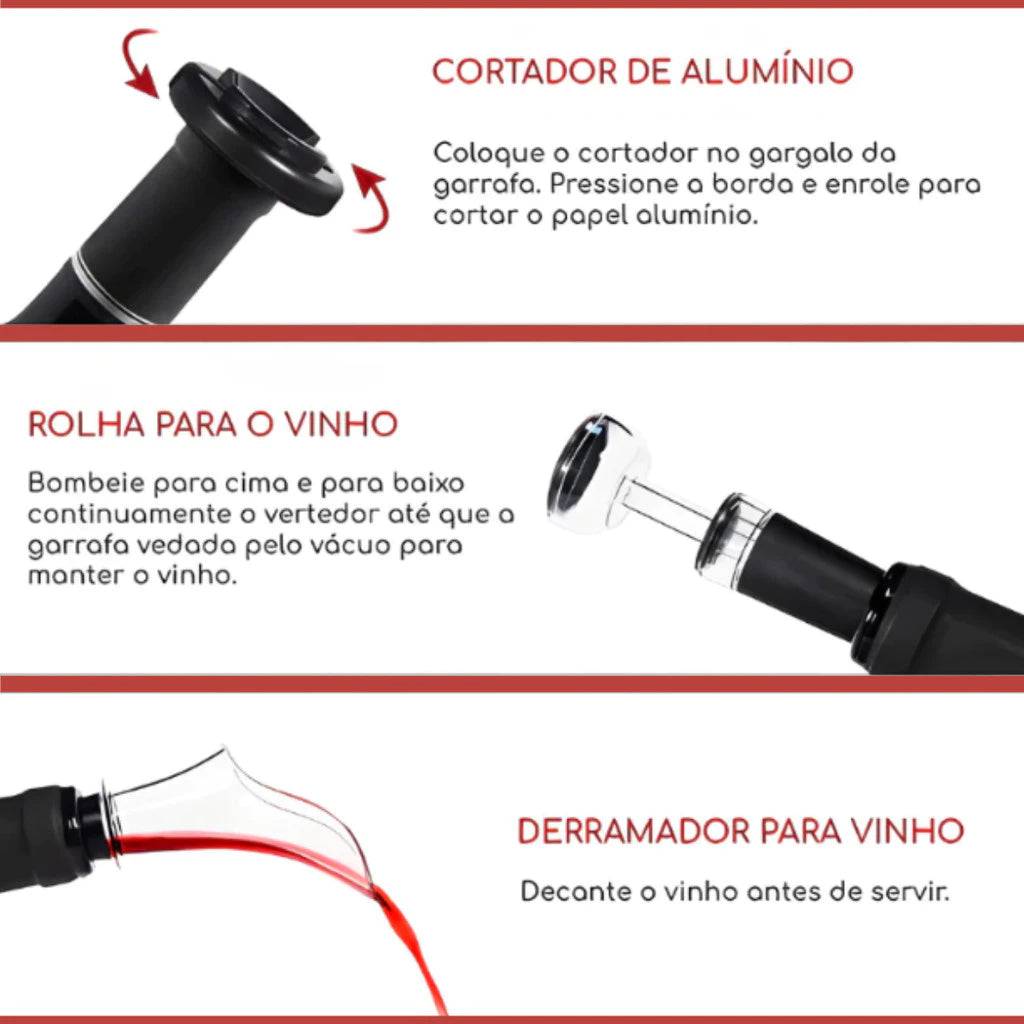 Abridor de Vinho Elétrico Premium 4 em 1