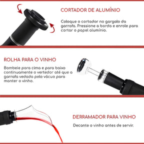 Abridor de Vinho Elétrico Premium 4 em 1