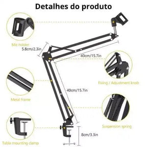 Braço Articulado para Microfone de Mesa
